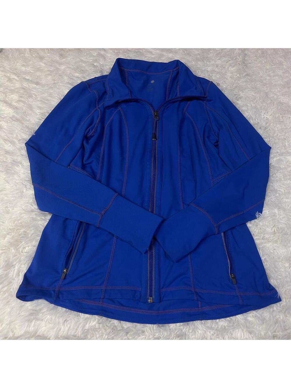 Tangerine Active Wear Running Jacket Small Blue Long Sleeve Full Zip Thumb Holes